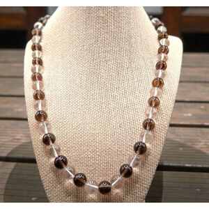 Brazilian Smoky Quartz and White Crystal Quartz 365.00 ctw Beaded Necklace 20"